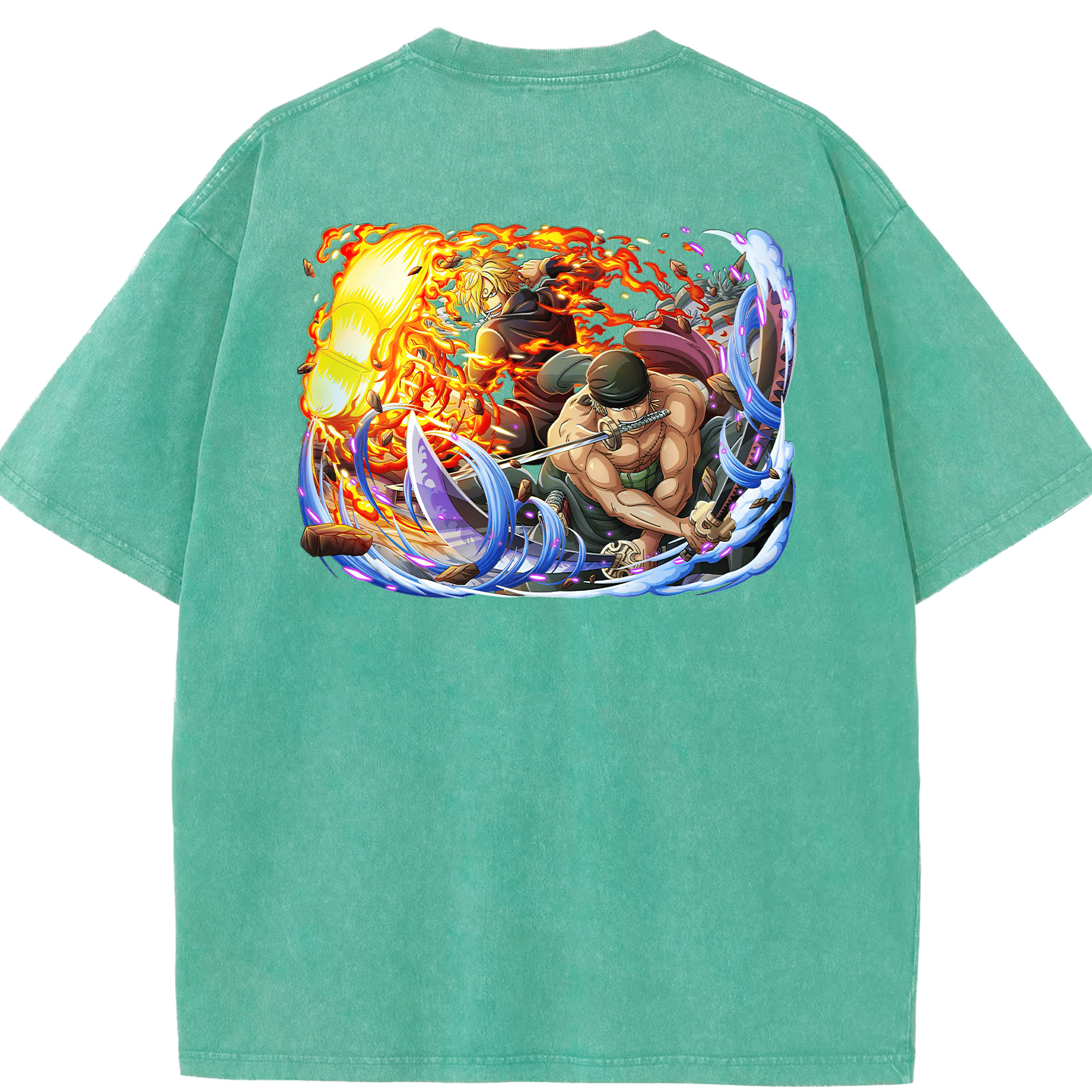 ワンピース ロロノア・ゾロ ONE PIECE Roronoa Zoro 綿100% ヴィンテージ風 半袖Tシャツ（背面プリント）